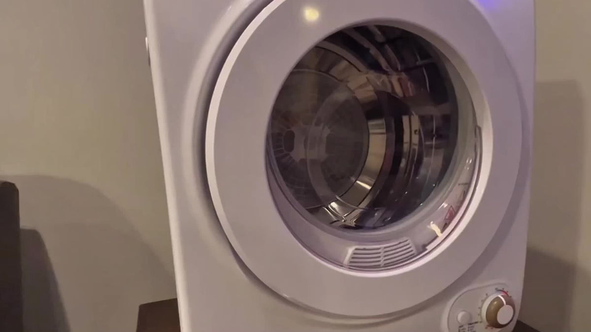 [Portable Dryer For Apartments] Compact Dryer 1.5/1.8/2.65 Cu. Ft. Portable Clothes Dryers With Exhaust Duct With Stainless Steel Liner Four Function Small Dryer Machine, Suitable For Apartments, Dorm, RVs, White