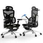 MOJAY Ergonomic Office Chair with Footrest, Big And Tall Desk Chair with Lumbar Support, High Back Home Desk Chair for Long Desk Work, Swivel Rolling Computer Seating with 6D Armrest for Home Office