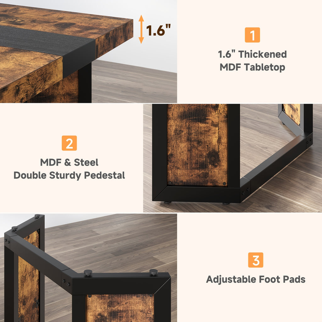 A Spacious Industrial Dining Table Designed for 6 to 8 Individuals, Measuring 71 Inches, Featuring a Robust Metal Frame And a Rustic Brown End, Perfect for Dining Rooms, Kitchens, Or Living Areas