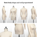 Bonnlo Female Sewing Mannequin, Size 6 Professional Dress Form for Display and Tailor Design, Height Adjustable Torso with Stable Metal Base