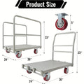 2in 1 Steel Panel Cart 2mm Seamless Steel Deck 2200LBS Capacity + 3 Detachable Handles 5" PU Casters & Reinforced Chassis Drywall/Lumber Cart for Construction, Factories, Warehouses