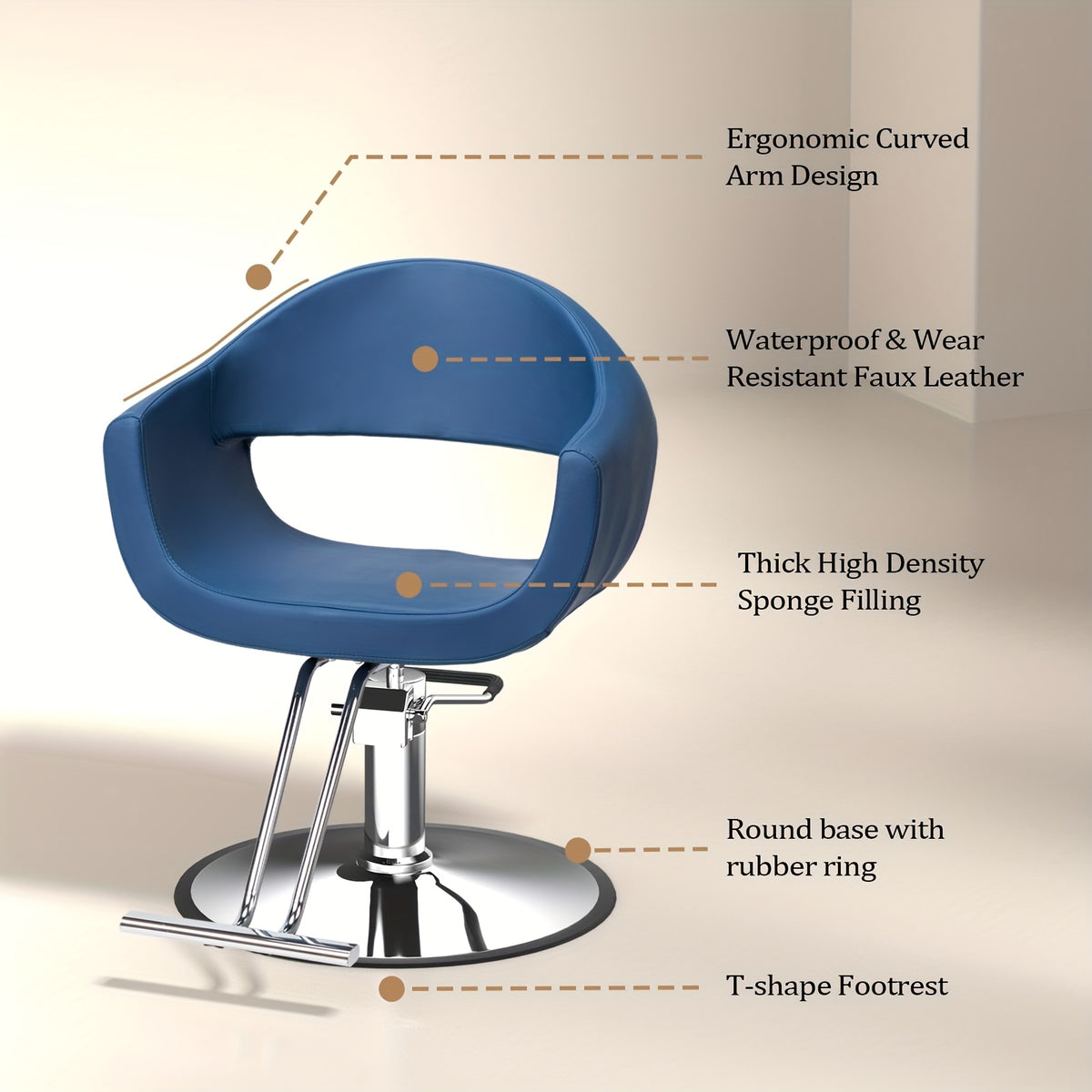 Heavy Duty Barber Chair with Hydraulic Lift - Professional Salon Styling Chair, 360° Swivel Base & Footrest, Manual Height Adjustment, Sturdy Construction for Salon, Spa, Home - Compatible with Hard Floors (Barber Shop, Beauty Parlor