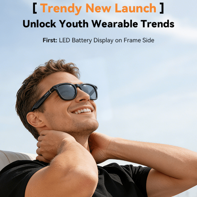 [Valentine's Day Gift] Smart Camera Glasses, 800MP Photochromic Lenses, 160+ Languages Real-time Translation, AI Voice Assistant, First-Ever Temple Battery Indicator, Charging Case with Battery Display, Anti-Shake Shooting, Emergency Charging