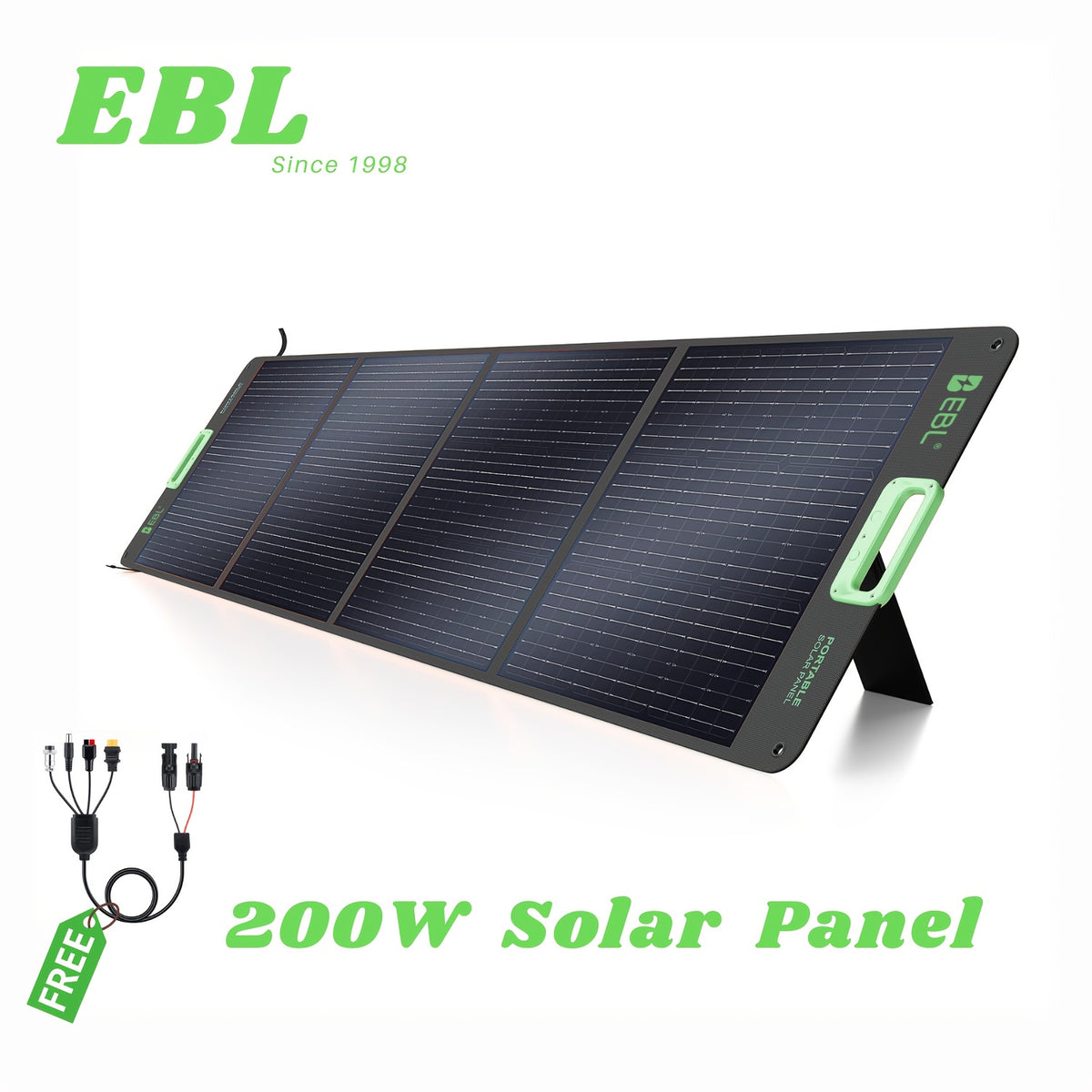 200 Watt Portable Solar Panel Compatible for Power Station - Foldable Solar Panel with MC4 Cable, High-Efficiency Single-Crystalline PV Cells, 4 Kickstands & Lightweight for RV, Camping, Off-Grid Power Generation
