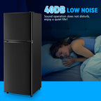 Double Door Refrigerator with Freezer and Adjustable Thermostat for Home or Office — Black, 2.4 or 5.0 Cu. Ft.