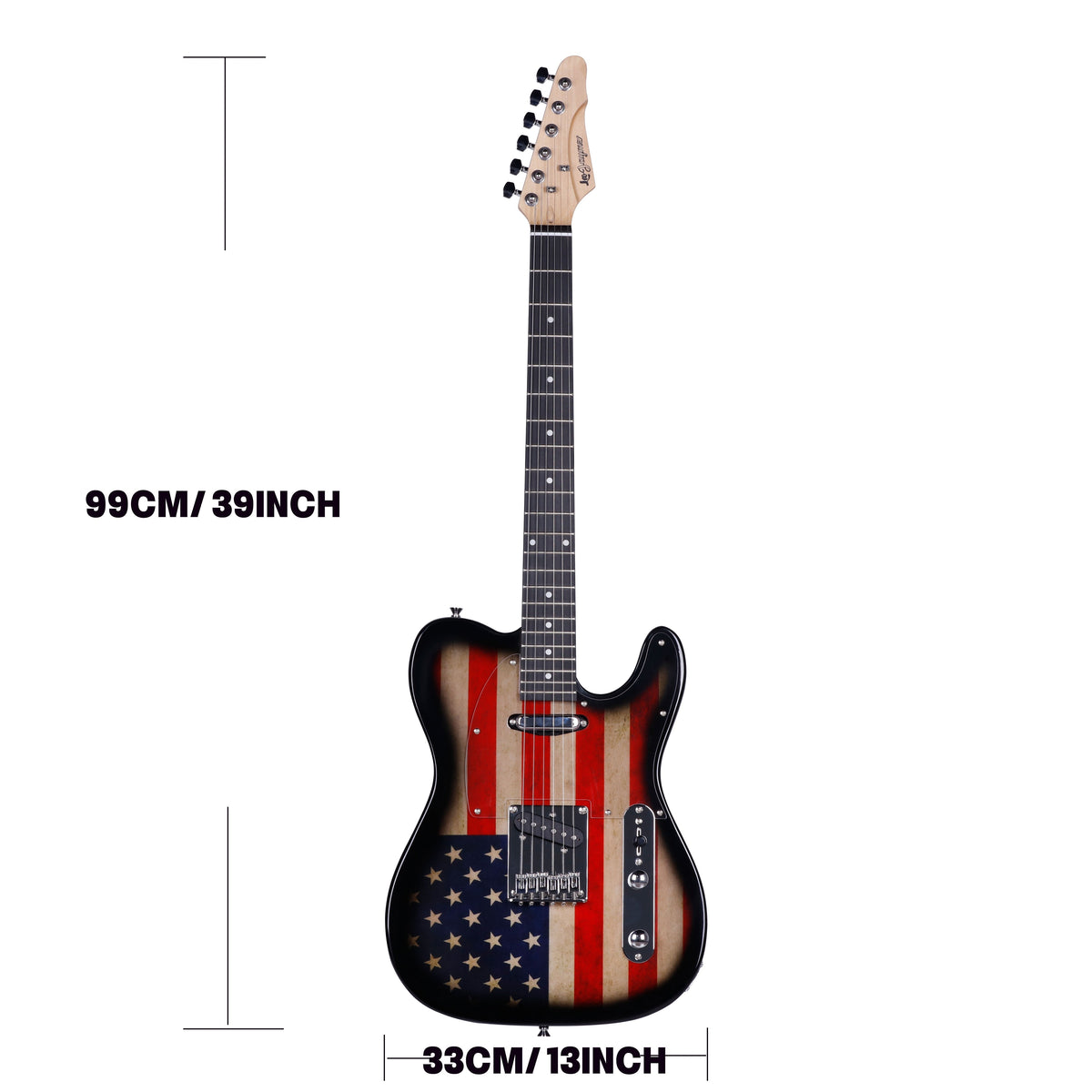 [Electric Guitar] Leo Jaymz DTL Style Electric Guitar with Flag Sticker - High Gloss Mahogany Body And Hard Maple Neck - High Transparency Acrylic Pickguard