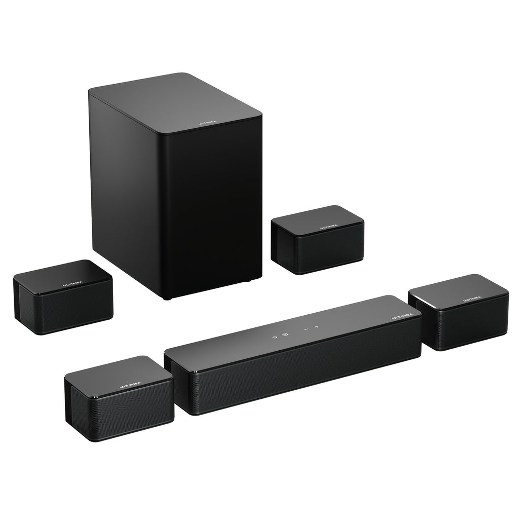 ULTIMEA 410W, 7.1ch Soundbar with Wireless Subwoofer, Virtual Surround Sound System for TV, App Control, Sound Bar for TV, 4 Wired Surround Speakers, Home Theater Sound System