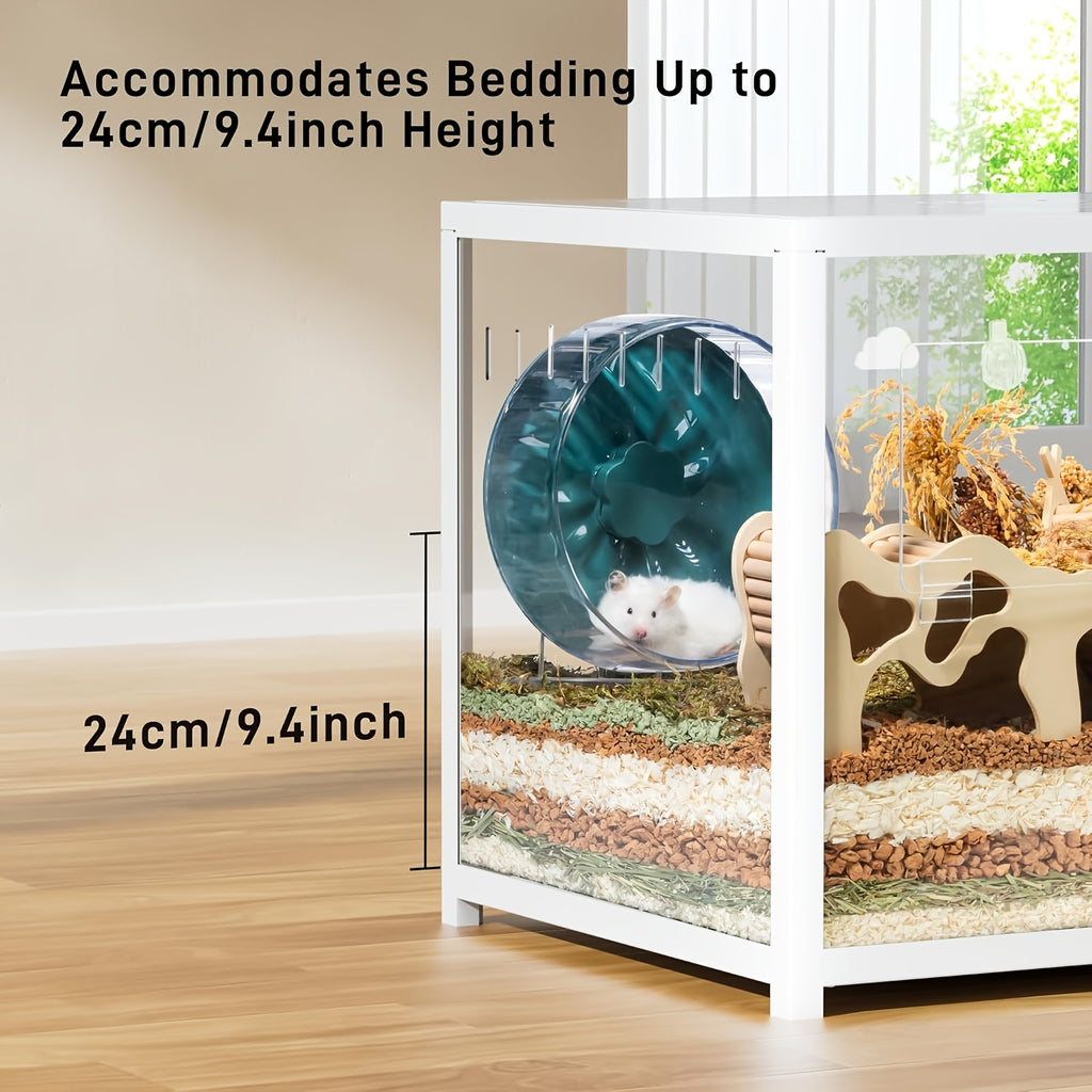 [Metal Hamster Cage] Bucatstate Metal Hamster Cage 2.0 (Free 20L Paper Bedding: Random Color) - Small Animal Habitat Large Stackable With Top Access Easy Assembly 39.3L X 19.7W X 20.6H Inches Dwarf Syrian Hamster Tank For Gerbil Mouse