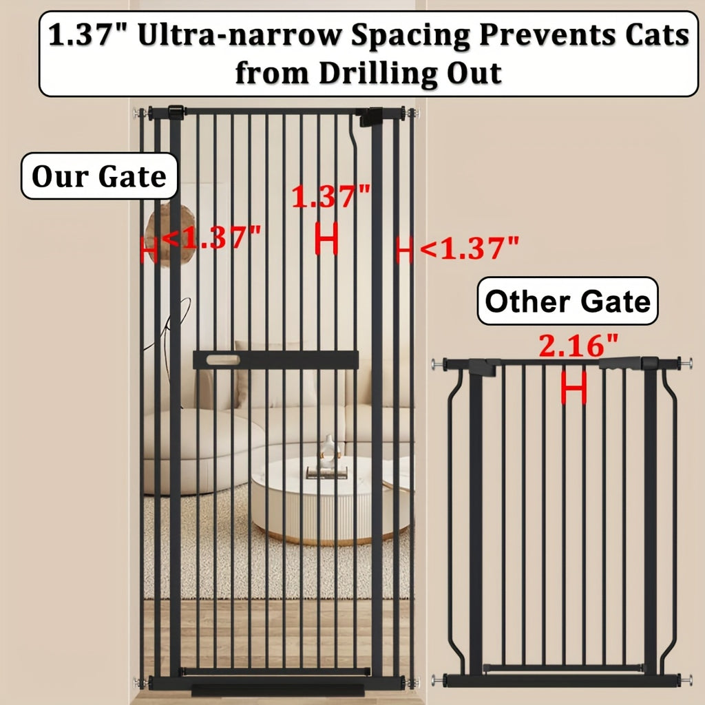 [Extra Tall Pet Gate] 61 Inch Extra Tall Pet Gate, 30.11"-52.7" Extra Wide Pressure Mounted Walk Through Swing Safety Cat Gates for Stairs, Doorways, Kitchen