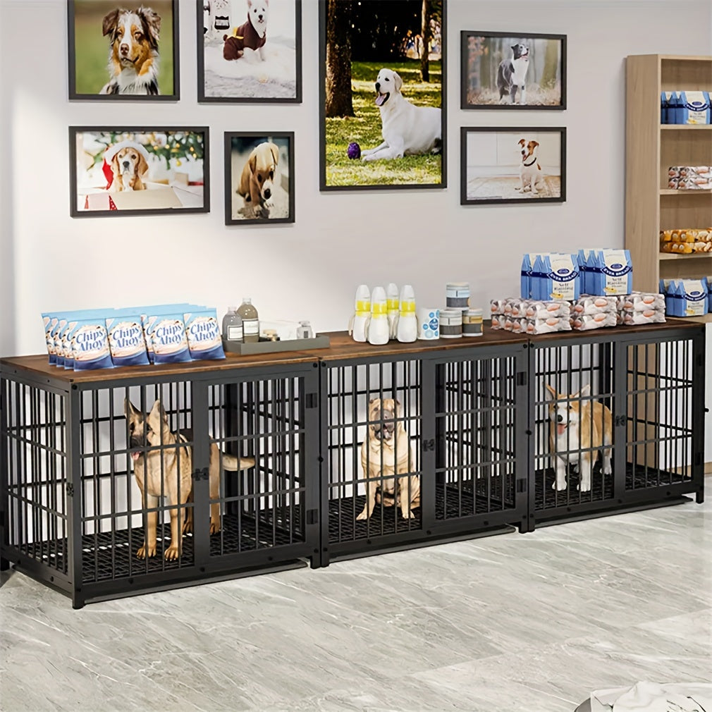 XL Large Dog Cage Heavy Duty Dog Crate Furniture, Unlimited Combinable Dog Kennel, Super Sturdy with Bottom Tray&3 Doors