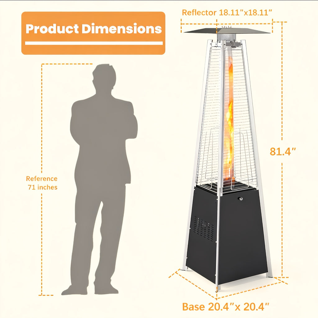 Patio Heater, 2in 1Patio Propane Heater 48, 000 Btu Patio Outdoor Heater, Quartz Glass Tube Propane Heater with Cover And Gloves, Wheels And Ground Nail