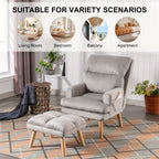 Home Furniture, Modern Style Single Sofa Chair with Ottoman, Adjustable Backrest And Side Pockets, Suitable for Living Room And Bedroom