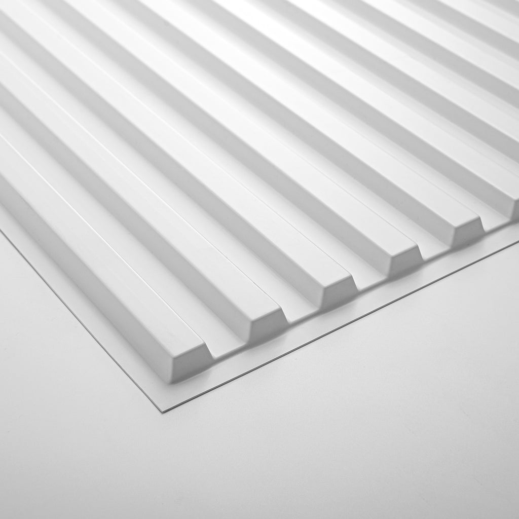 White 12-sheet 3D Slat Design Wall Panels for Interior Room Decor, 2x4 FT PVC Decorative Panels - Ideal for Stylish Flooring and Wall Enhancements