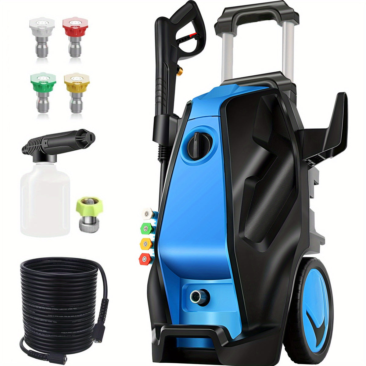 Heavy-Duty Electric Pressure Washer 5000PSI 3.0 GPM Power Washer Suitable for Cars, Driveways, Patios, Fences with Foam Cannon & 4 Quick Connect Nozzles, High Pressure Washing Machine for Home, Outdoor, Suitable for Plug (-Type Plug)