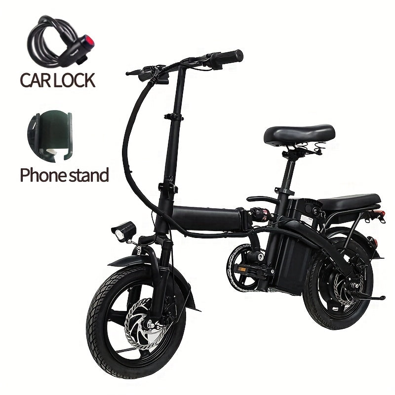 Foldable Electric Bicycle, 14-Inch Portable E-Bike with 19 MPH Speed and 18–28 Mile Range for Urban Travel