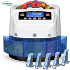Coin Counter Machine Sorter, Change and Wrapper Roller Counting Organizer, Sorts up to 300 Coins Per Minute, Automatically Sorts and Batches, Office Supplies