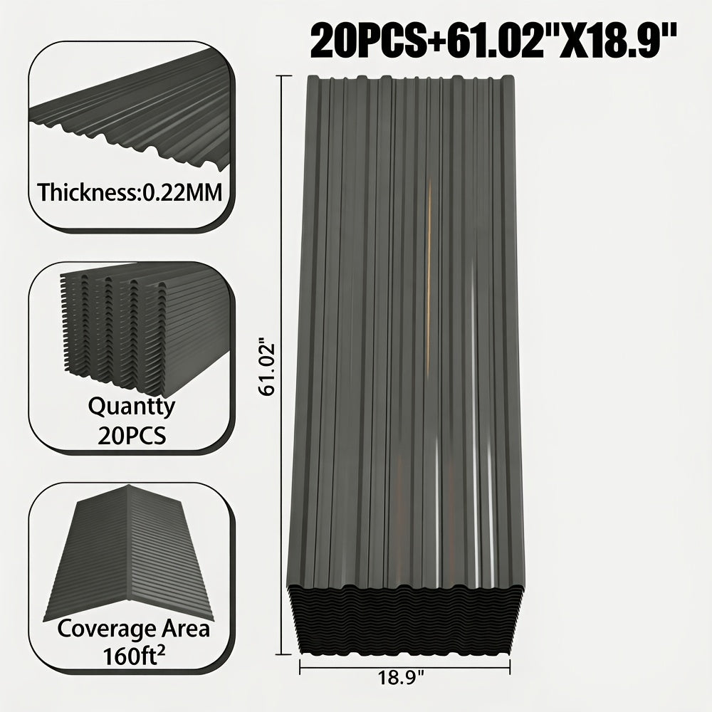 [Waterproof Metal Siding] 72.85''X18.9''/61.02''X18.9'' Corrugated Galvanized Metal Roofing Panels And 1 Pair Of Gloves, Waterproof Metal Siding Panels For Outdoor House, Storage, Chicken Coop, Garage, And Shed, 20pcs/15pcs/10pcs