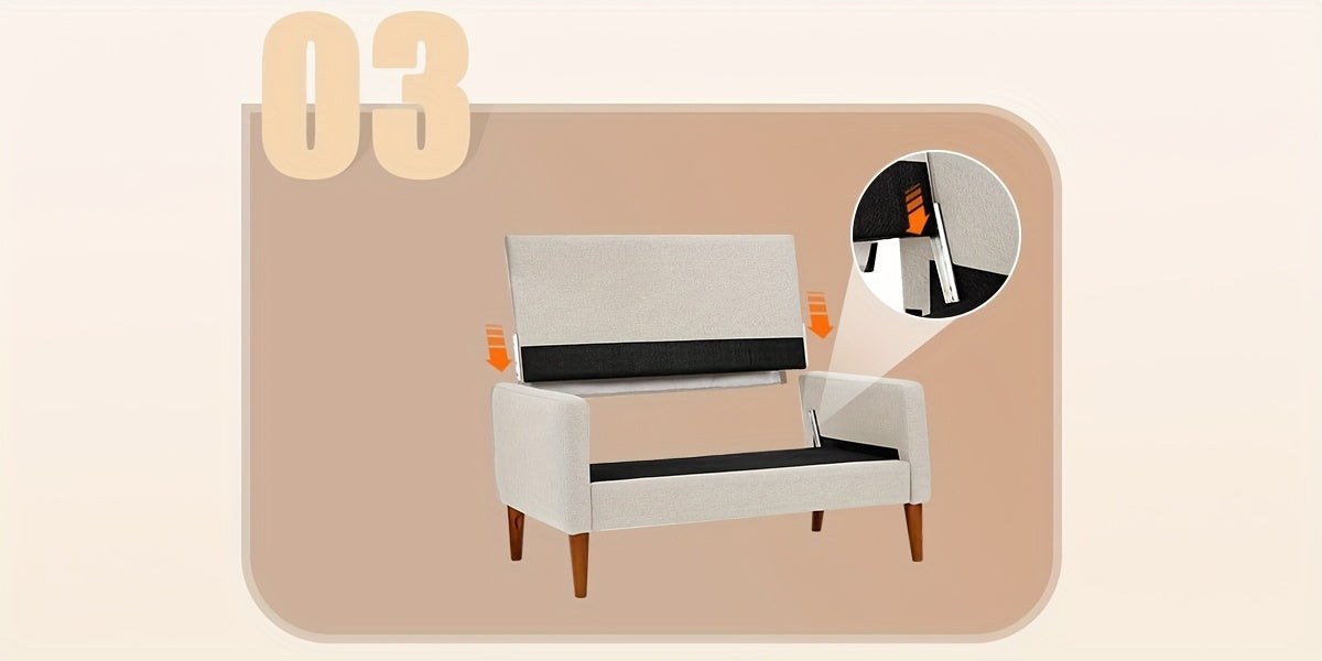 Vesgantti 48" Mid-Century Modern Loveseat Sofa - Ideal for Compact Areas, Suitable for Living Room Or Bedroom | Detachable Cover, Spring Cushions, Sturdy Wooden Frame | to Assemble