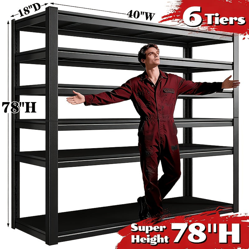 Adjustable Storage Rack for Garage Tools, Auto Parts and Household Supplies with Flexible Shelf Heights