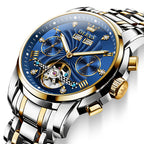 OLEVS Men's Mechanical Watch — Automatic Stainless Steel Wristwatch with Luminous Dual-Calendar Large Dial