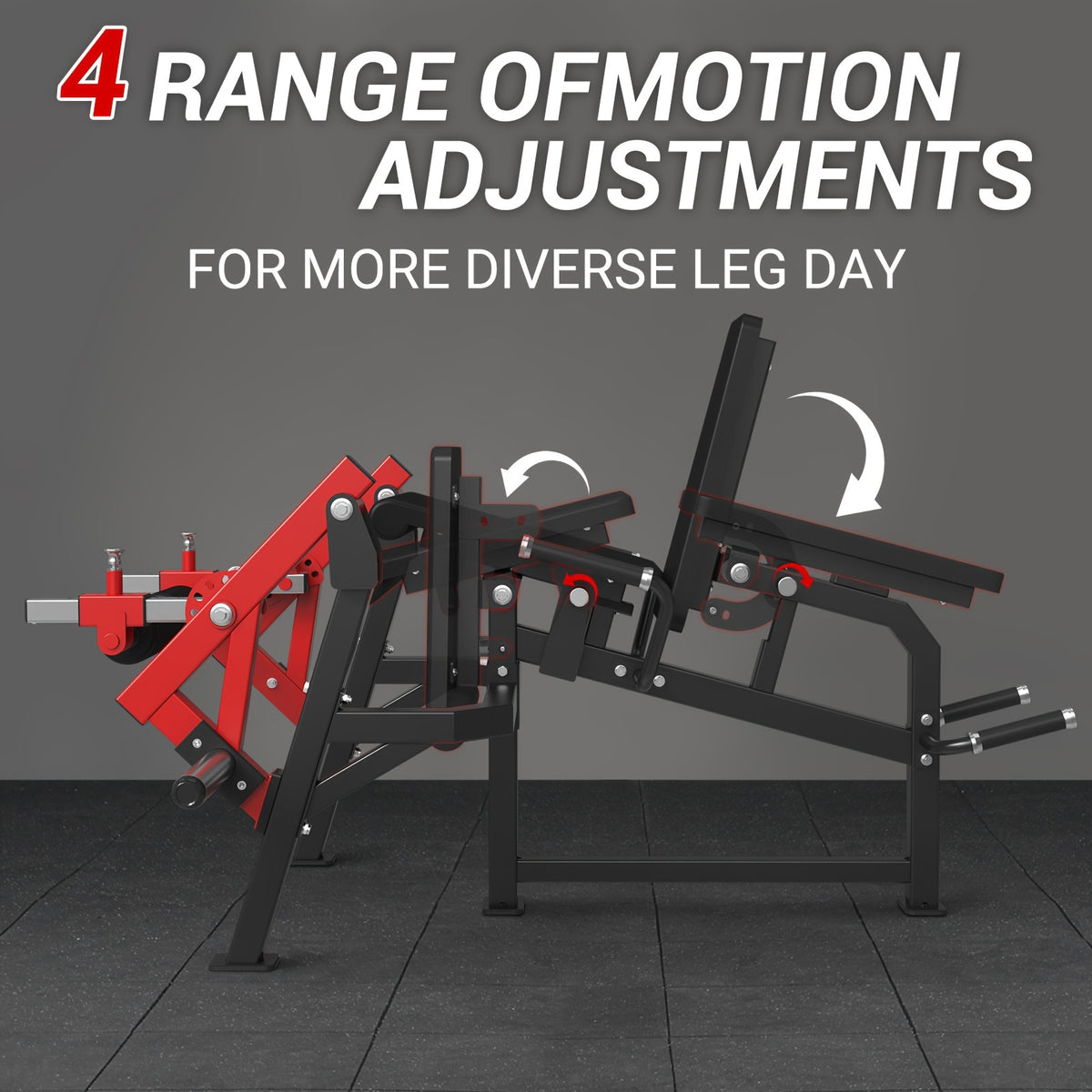 4-in-1 Adjustable Leg Exercise Bench - Single Leg Extension & Curl Machine, 350lb Capacity, Plate Loaded, Red & Black Design for Home Gym Workouts, Sturdy Construction, Leg & Thigh Lifters