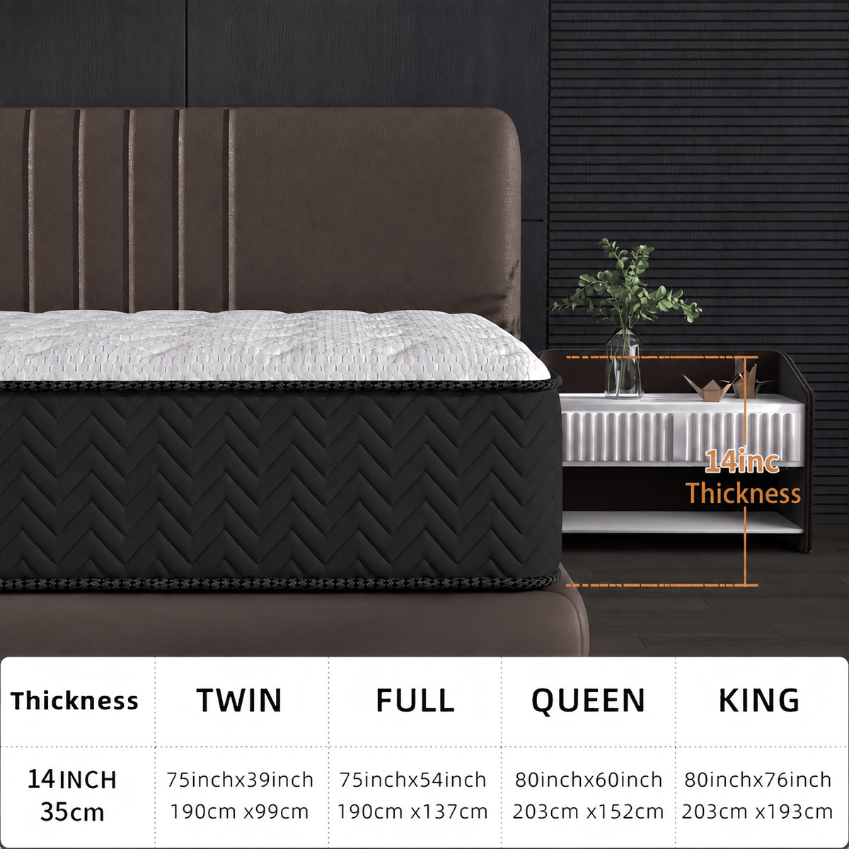 12/14 Inch Multilayer Hybrid Full Mattress Queen | Ergonomic Design with Memory Foam And Pocket Spring, Medium Firm Feel, Fire-Resistant, Polyester Cover, Woven Construction
