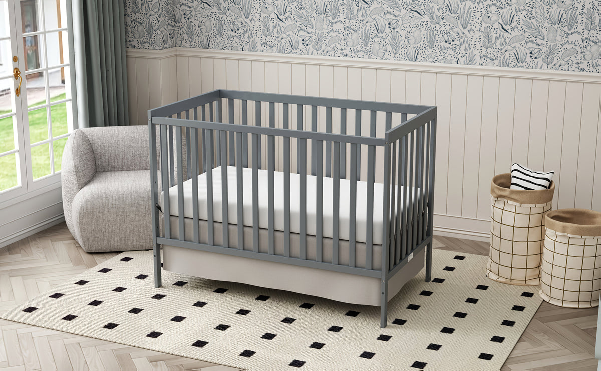 Goldzone Crib 5in 1 Convertible, Wooden Newborn Essentials Convertible to Toddler Bed, Sofa Bed and Full Size Bed, Baby Cribs with 4 Adjustable Bases for Nursery Decor, Baby Stuff Clearance, Item Weight: 37lbs, Maximum Weight Recommendation: 50lbs