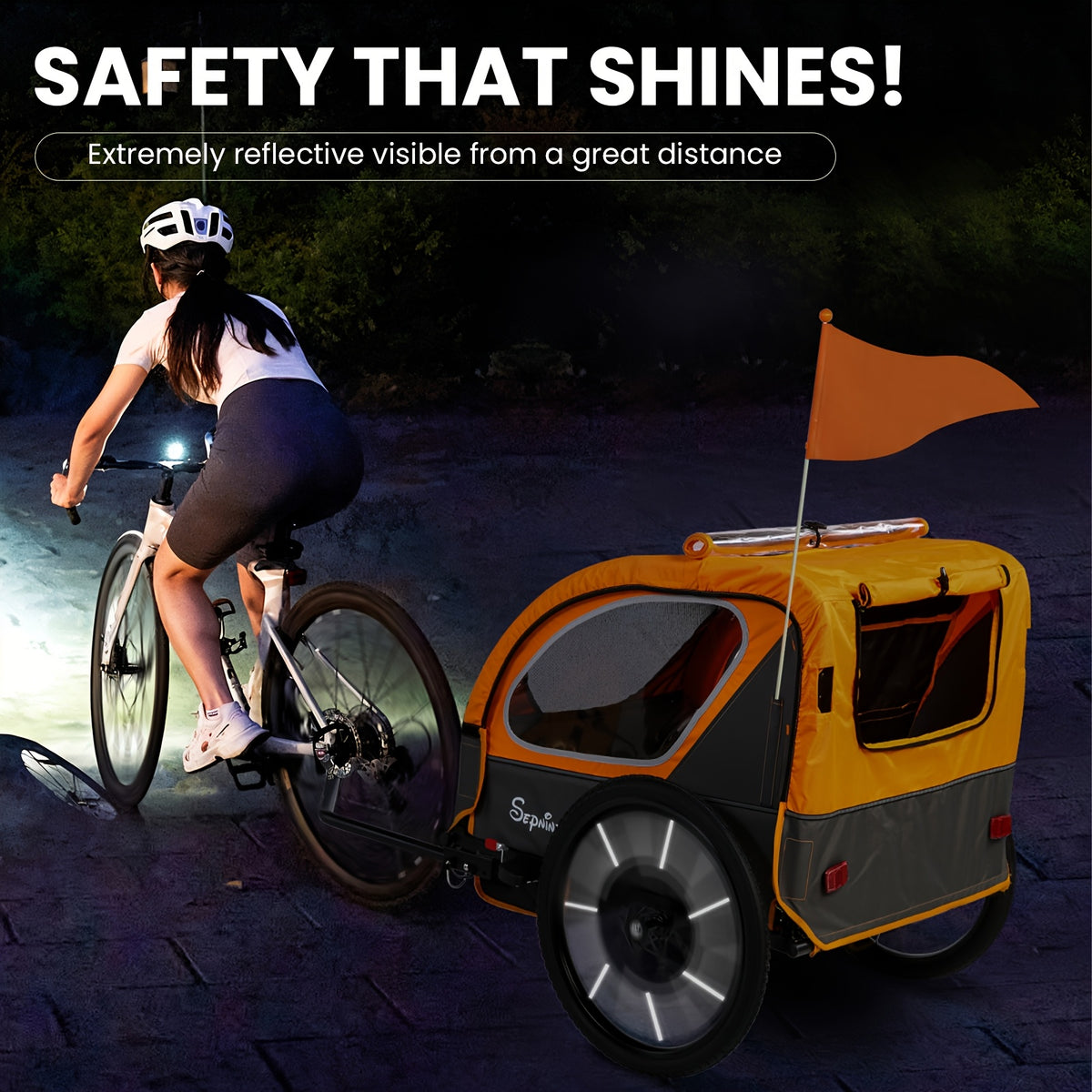 MOJAY Bike Trailer for Kids, 2 In1 Canopy Carrier Converts to Stroller, Suitable for 1 to 2 Toddlers, Kids, Quick Attach to Bike, Foldable, with 5-Point Harness And Storage Bags