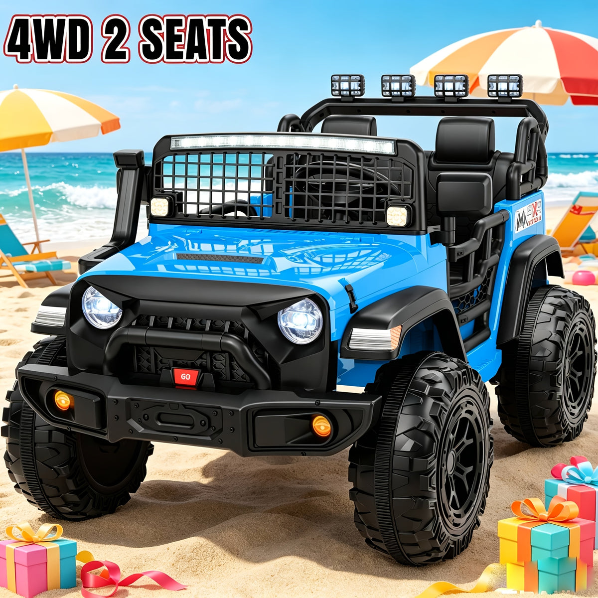 24V 4WD Kids Ride-On UTV Car with Parent Remote Control, 2-Seater, Music, LED Lights, All-Terrain Vehicle for Outdoor Fun, Ideal Gift for Boys And Girls
