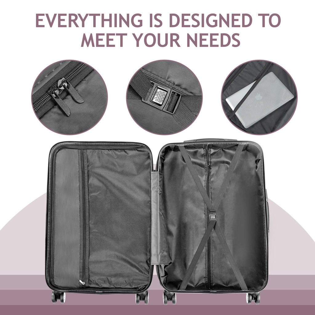 Nested Hardside Luggage Set in Purple, 4 Piece - TSA Compliant