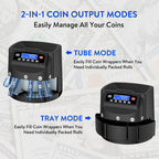Coin Counter Machine Sorter, Change and Wrapper Roller Counting Organizer, Sorts up to 300 Coins Per Minute, Automatically Sorts and Batches, Office Supplies