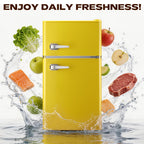 Retro Mini Fridge With Freezer 3.8 Cu. Ft, Small Refrigerator With 7 Level Adjustable Thermostat, Compact Classic Dual Door Fridge Removable Glass Shelves For Apartments, Dorm, Office