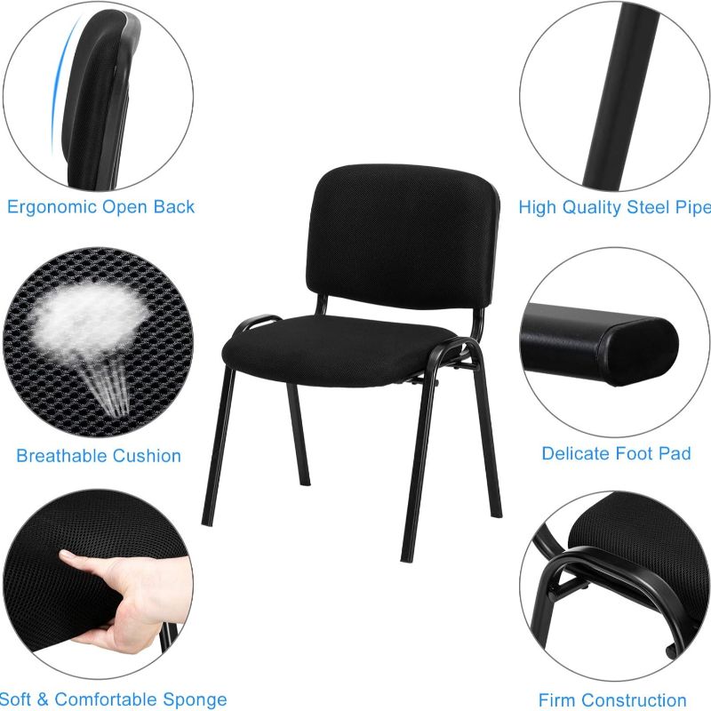 VINGLI Waiting Room Chairs 10-Pack/5-Pack Black Mesh Church Chairs Conference Room Chairs Stackable Armless Chairs Office Guest Chairs Dining Chairs & Reception Chairs Stacking Chairs for Meeting Room Office Lobby Kitchen Living Room