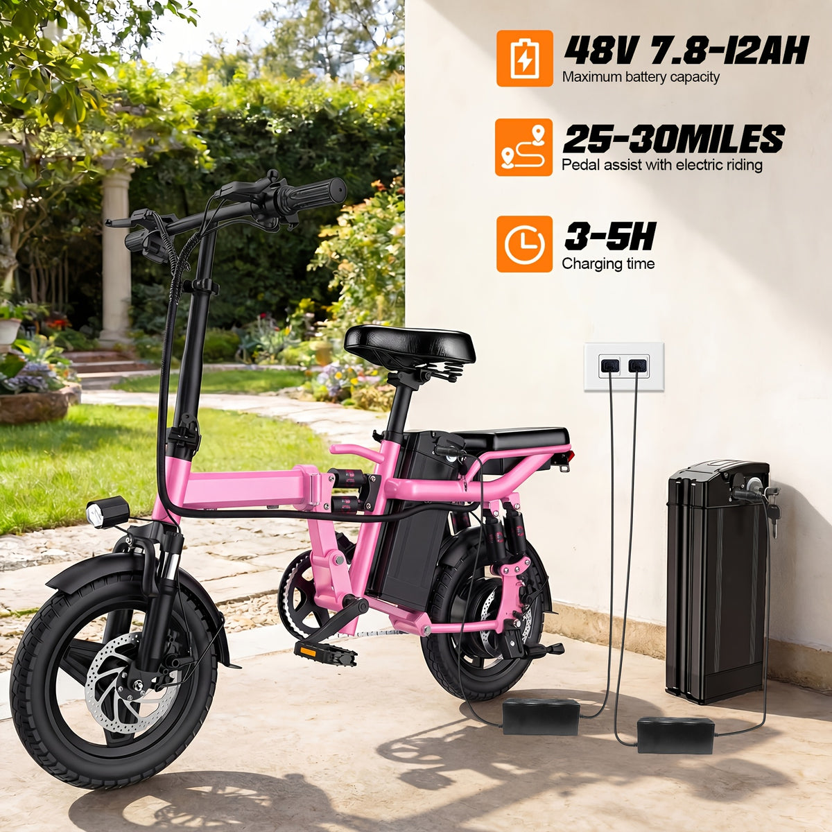 Folding Electric Bike, 560W Motor, 18-24MPH Top Speed, 48V 7.8-12AH Battery, 25-30 Miles Pedal-Assisted Range, 500LBS Max Load Capacity, Ideal for Daily Commuting And Outdoor Trips