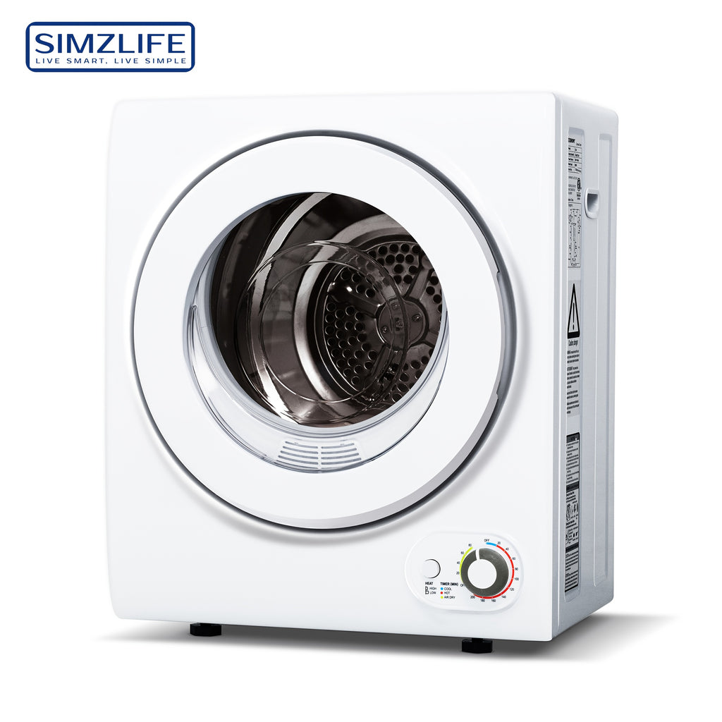 [Portable Dryer For Apartments] Compact Dryer 1.5/1.8/2.65 Cu. Ft. Portable Clothes Dryers With Exhaust Duct With Stainless Steel Liner Four Function Small Dryer Machine, Suitable For Apartments, Dorm, RVs, White