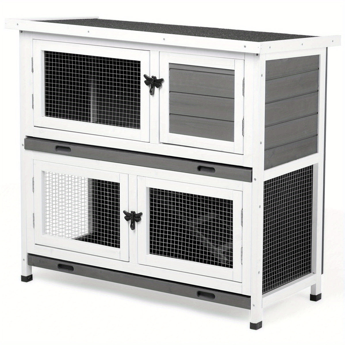 36" Wooden Rabbit Hutch, Bunny Cage, Chicken Coop, Guinea Pig Cage Pet House Gray