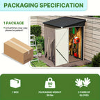 6' X 4' Metal Lean-to Storage Shed, Outdoor Side Storage Cabinet for Patio, Garden, And Lawn (Brown)