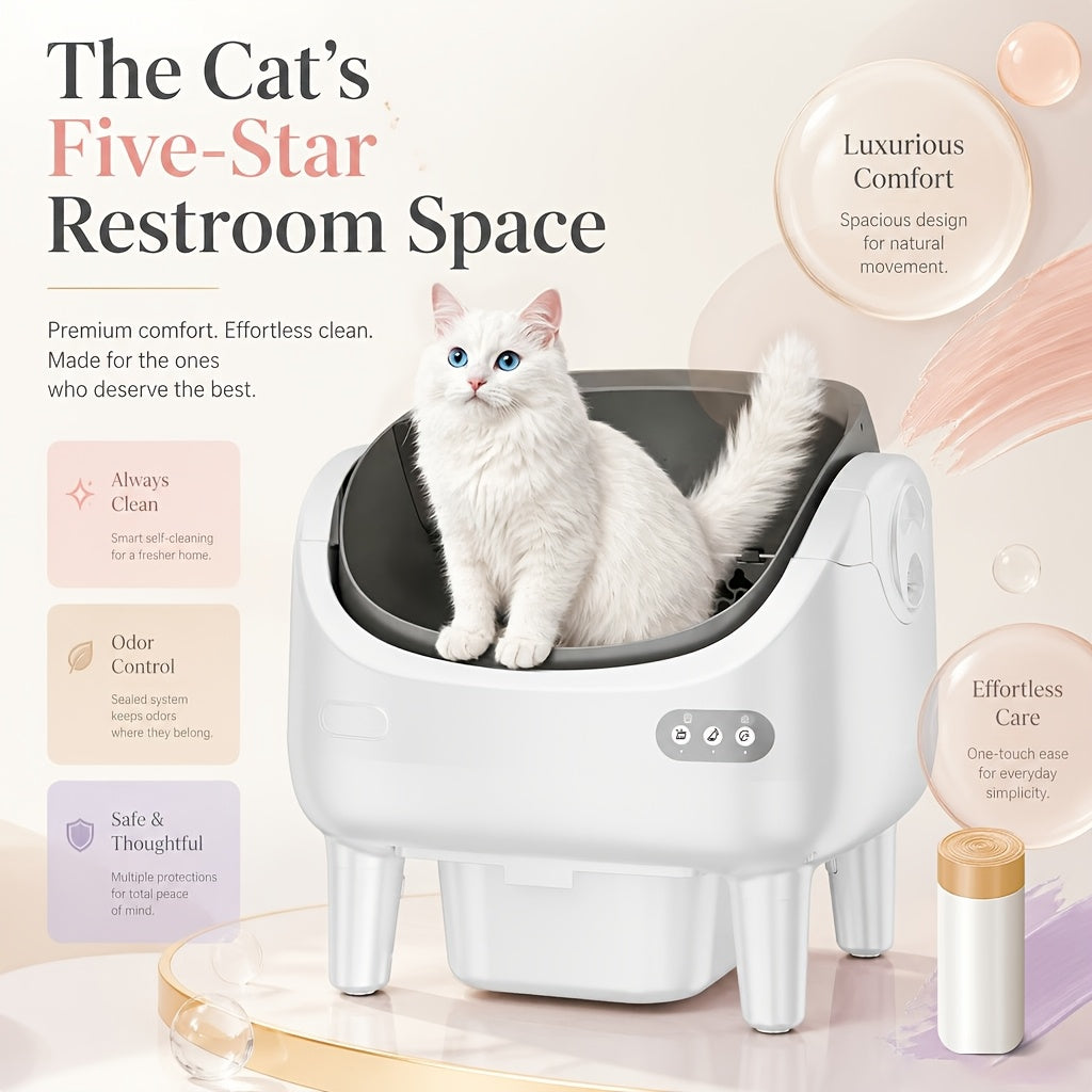 [Smart Self-Cleaning Litter Box] Extra-Large Smart Self-Cleaning Litter Box With Built-In Sensors, Large-Capacity Waste Compartment, 14-Day Automatic Cleaning, Open Design, Ideal For Multi-Cat Households