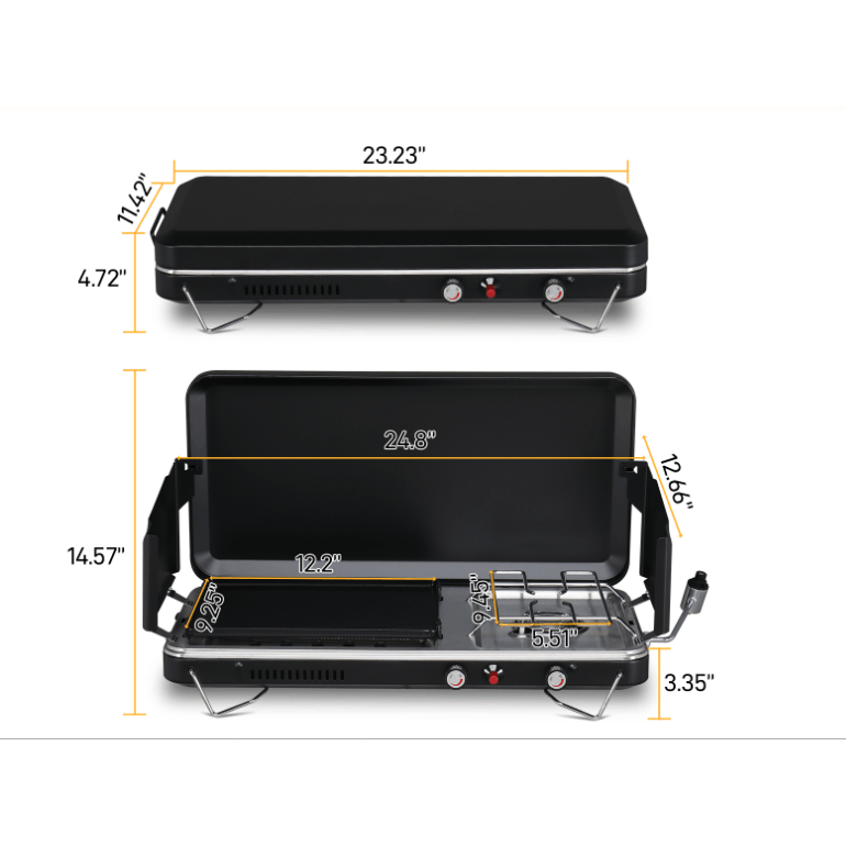 Portable Propane Camping Stove Oven Combo – MEFEIR 2‑in‑1 2-Burner Outdoor Cooker with Auto-Ignition