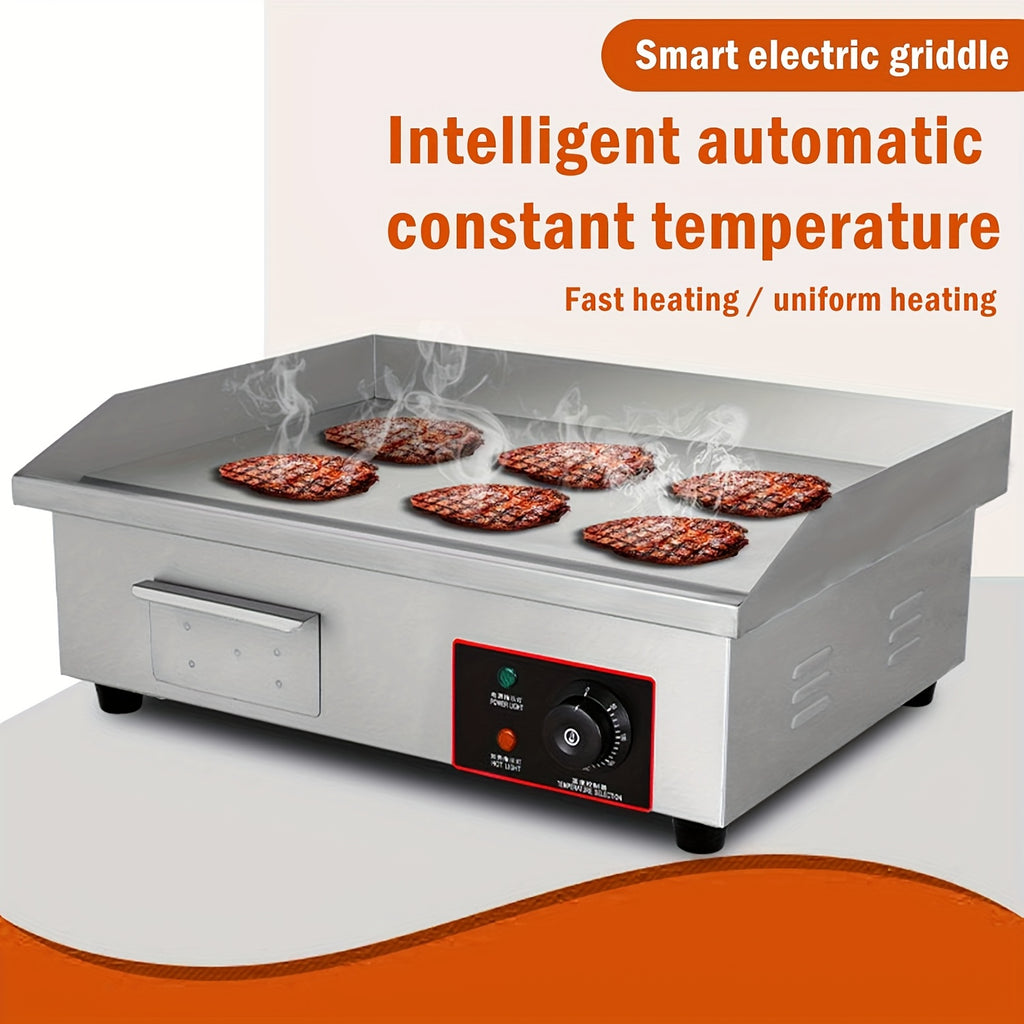 22" Commercial Electric Countertop Griddle Flat Top Grill Hot Plate BBQ, Adjustable Thermostatic Control, Stainless Steel Restaurant Grill for Kitchen