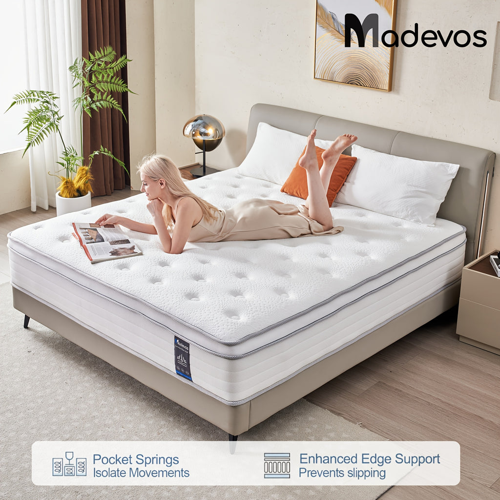 10/12 Inch Multilayer Hybrid Twin Full Queen King Size Mattress- Multiple Sizes & Styles Available, Ergonomic Design With Memory Foam And Pocket Spring, Medium Firm Feel