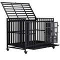 Extra Large Heavy Duty Dog Cage, 43.2 Inch - Indestructible Metal Kennel, Escape-Proof, with Lockable Wheels And Triple Doors, Ideal for High-Anxiety Pets, Indoor/Outdoor Use, High-Anxiety Pet Cage