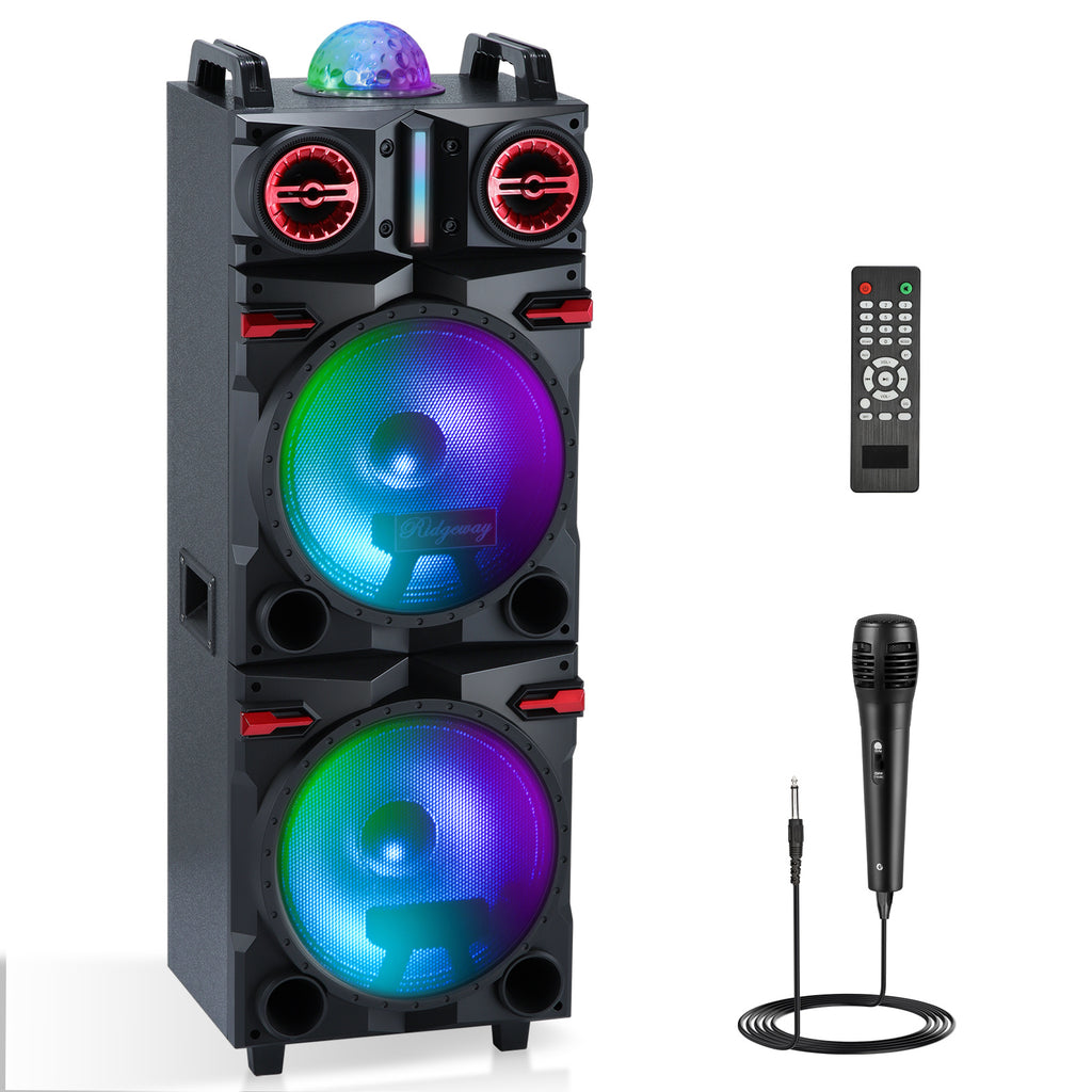 Sound Portable Party Bluetooth Speakers Loud Sound Powerful, DJ Sound Stereo Loud Bass Karaoke Machine with Sound Reactive Party Lights, USB/SD Input and Telescopic Pull Rod, Remote Control