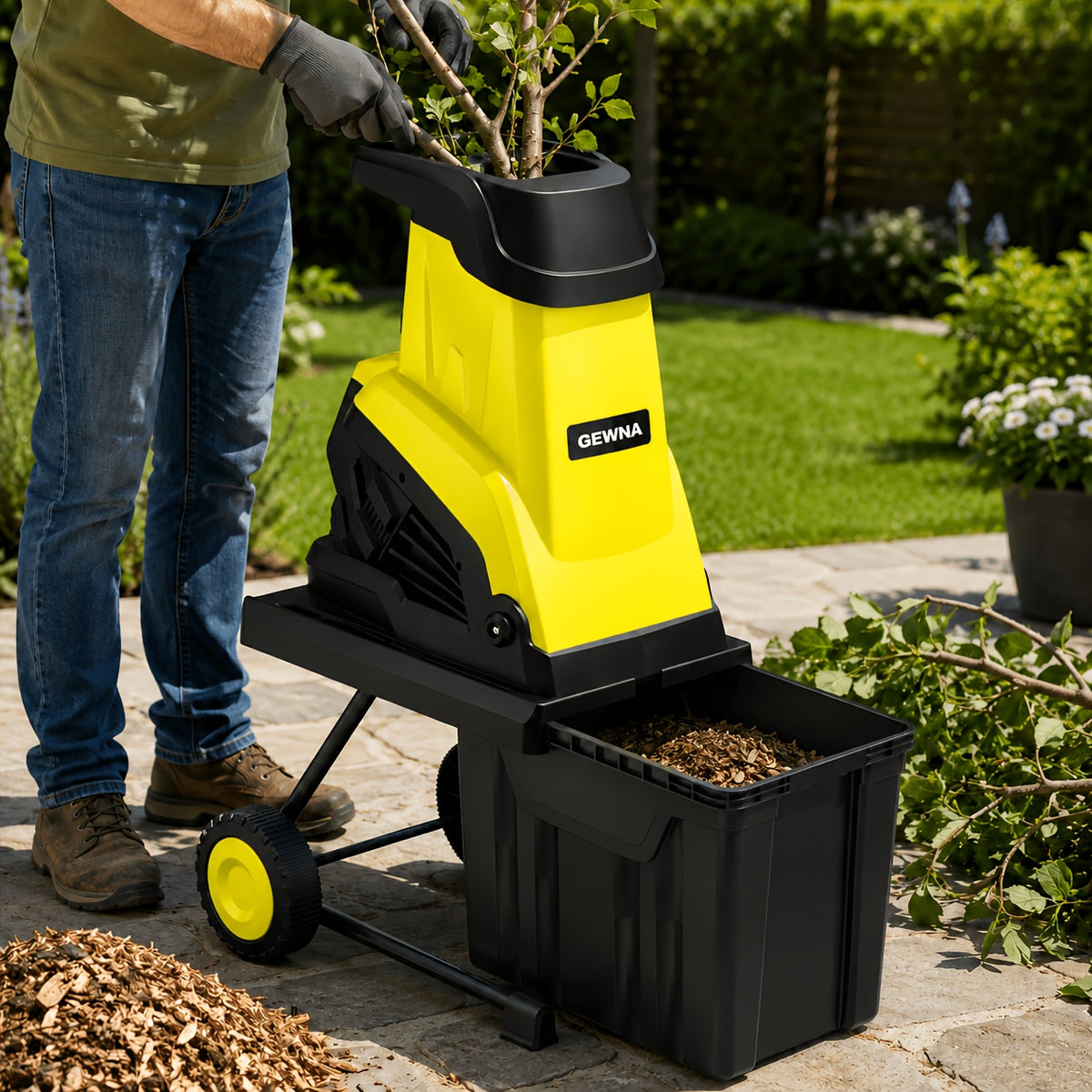 Wood Chipper, 1800W High Power Garden Branch Shredder, 15-Amp Electric Brushless Wood Chipper, Garden Tools With 10 Gallon Collecting Bin, Easy To Clean For Branches, Leaves And Yard Cleanup, Fathers Day Gift