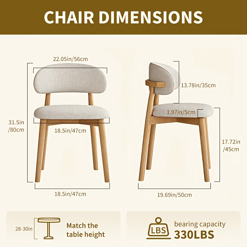 Medieval Modern Style Dining Chair Set (2pcs/4pcs Set) with Curved Backrest, Ergonomic Cushioned Chair Surface, Natural Wooden Legs with Adjustable Anti Slip Foot Pads, Sturdy Frame, Suitable for Kitchens, Restaurants, Cafes, And Dining Rooms