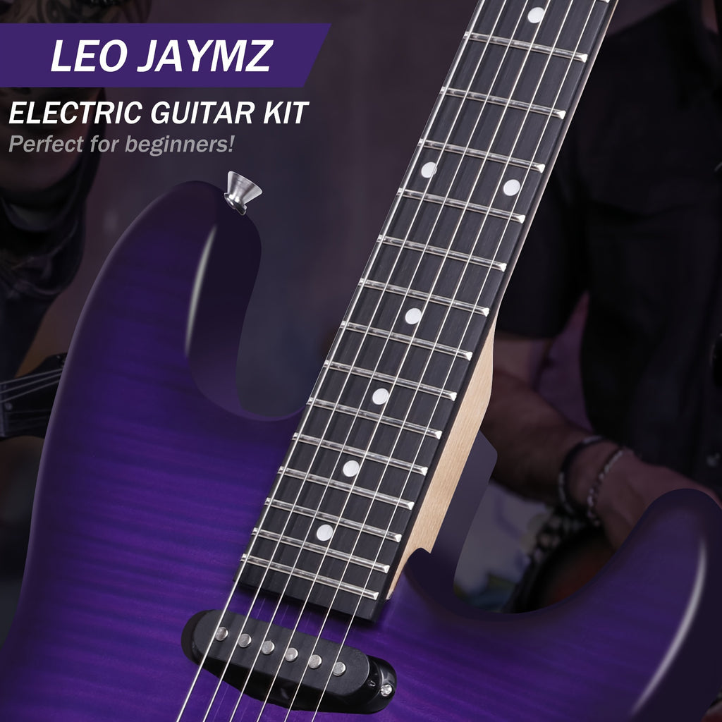 [Beginner Kit] Leo Jaymz 39 Inch Full Size Electric Guitar Kit Electric Guitar Beginner Kits - 20W Amplifier, Digital Tuner, Carrying Bag, Shoulder Strap, Connecting Cable