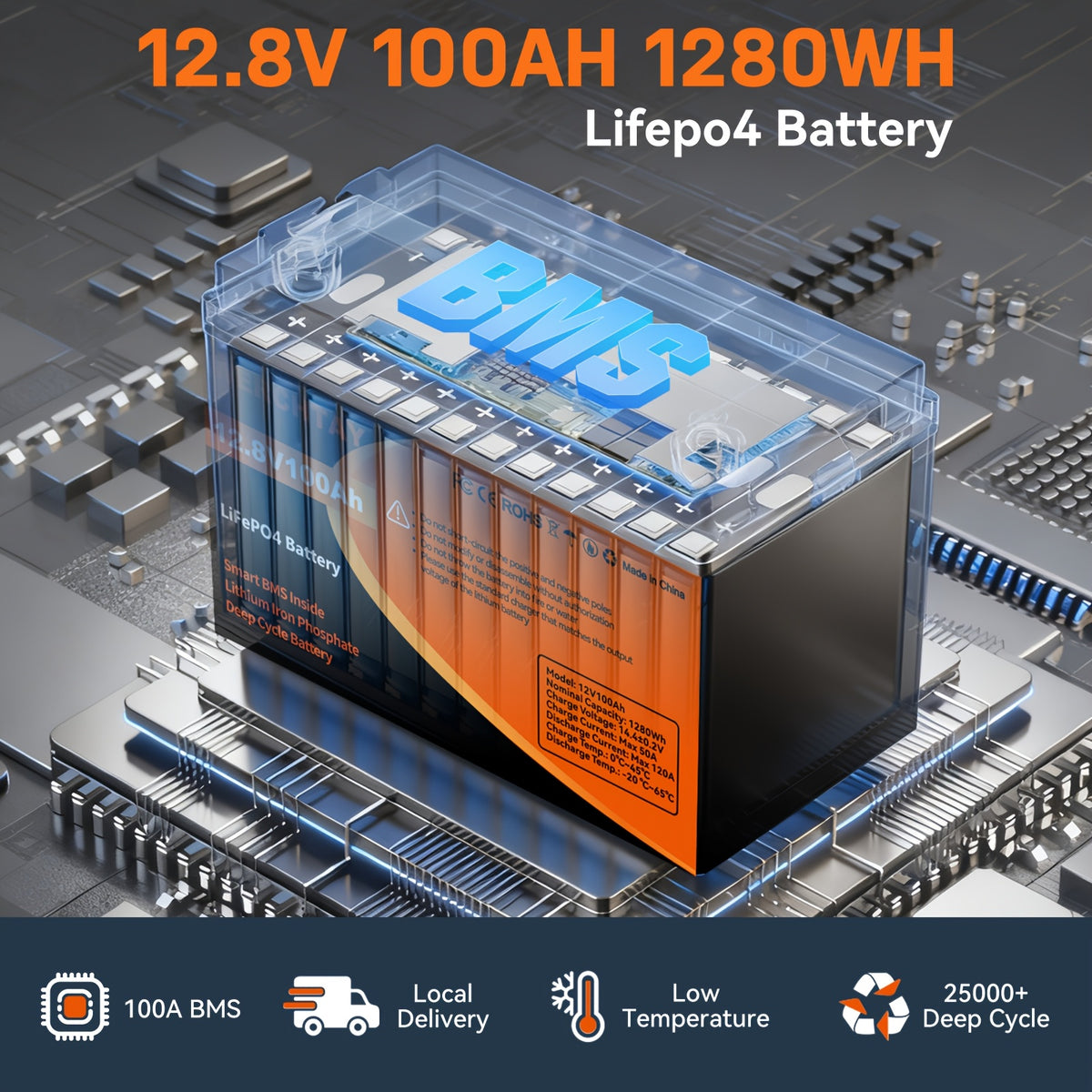 [Intelligent BMS Protection] WERCHTAY 12.8V LiFePO4 Battery 300/200/100Ah, Equipped with A+ Grade Battery Chips, 25000+ Deep Cycle Cycles, Intelligent BMS with Overcharge and Over-Discharge Protection, Suitable for Home Energy Storage, Outdoor RVs, and Of