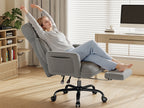 Big Tall Office Chair, Flip Armrests For Pets & Cross Legged Sitting, Adjustable Back & Footrest, Comfortable Fabric Executive Ergonomic Chair For Office, Study, Meeting Room, Pink, White, Black, Grey