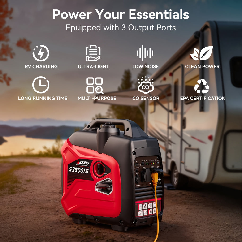 Portable Inverter Generator, Ultra Quiet, CO Alarm, Peak 2500W Rated 1900W, Peak 3200W Rated 2600W, Peak 3600W Rated 3000W, Peak 4000W Rated 3200W, Peak 4500W Rated 3600W, Ideal for Yard, Lawn, Garden, Camping, RV, Home Backup Power