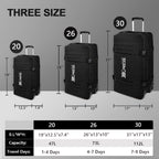 3-Piece Softside Luggage Set 20/26/30in Waterproof Travel Suitcase with 2 Wheels & Telescopic Handle, Durable Trolley Bag for Vacation & Adventure